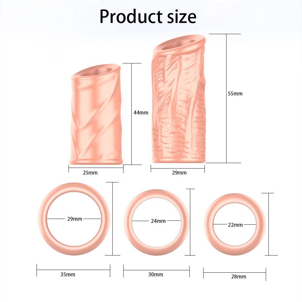 5PCS Foreskin Correction Penis Sleeve Cock Ring Glans Stimulate Sex Toys for Men Delay Ejaculation Screw Shape Two Sizes