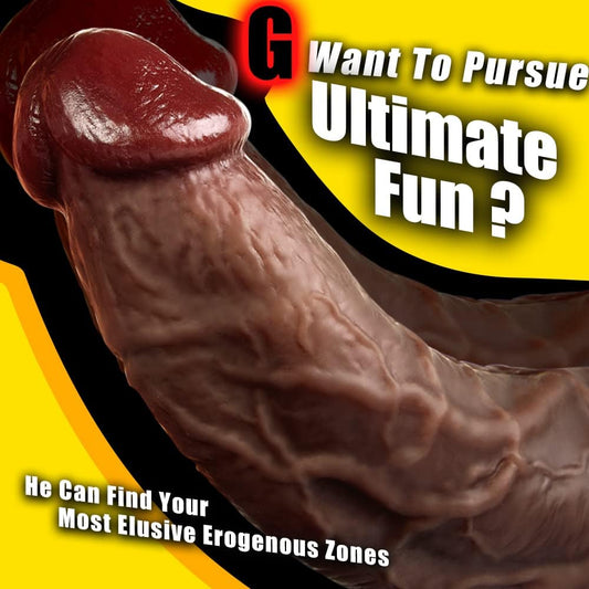 Lubisey 2.36'' Diameter Huge Thick Dildo for G-spot Stimulation Orgasm. Curved Shaft Big Black Dildos with Powerful Suction Cup. Silicone Realistic Dildo Vagina Anal Sex Toys for Women and Men 7.87''