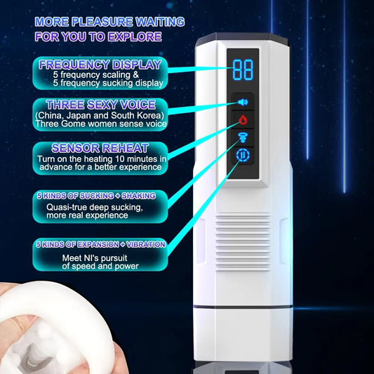 Automatic Telescopic Male Masturbator Cup Sucking Vibrating Masturbation Machine Vagina Pusssy Blowjob Adult Sex Toys for Men
