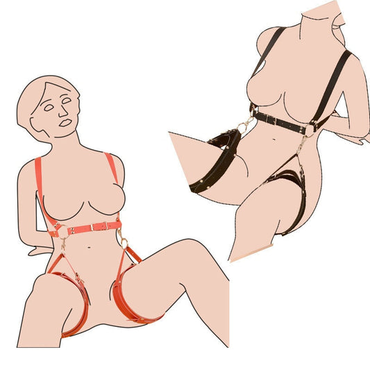 BSDM Bondage Rope Leather Harness Toys for Women Adult Game Outfit Bra and Leg Suspenders Straps Garter Belt Sex Accessories