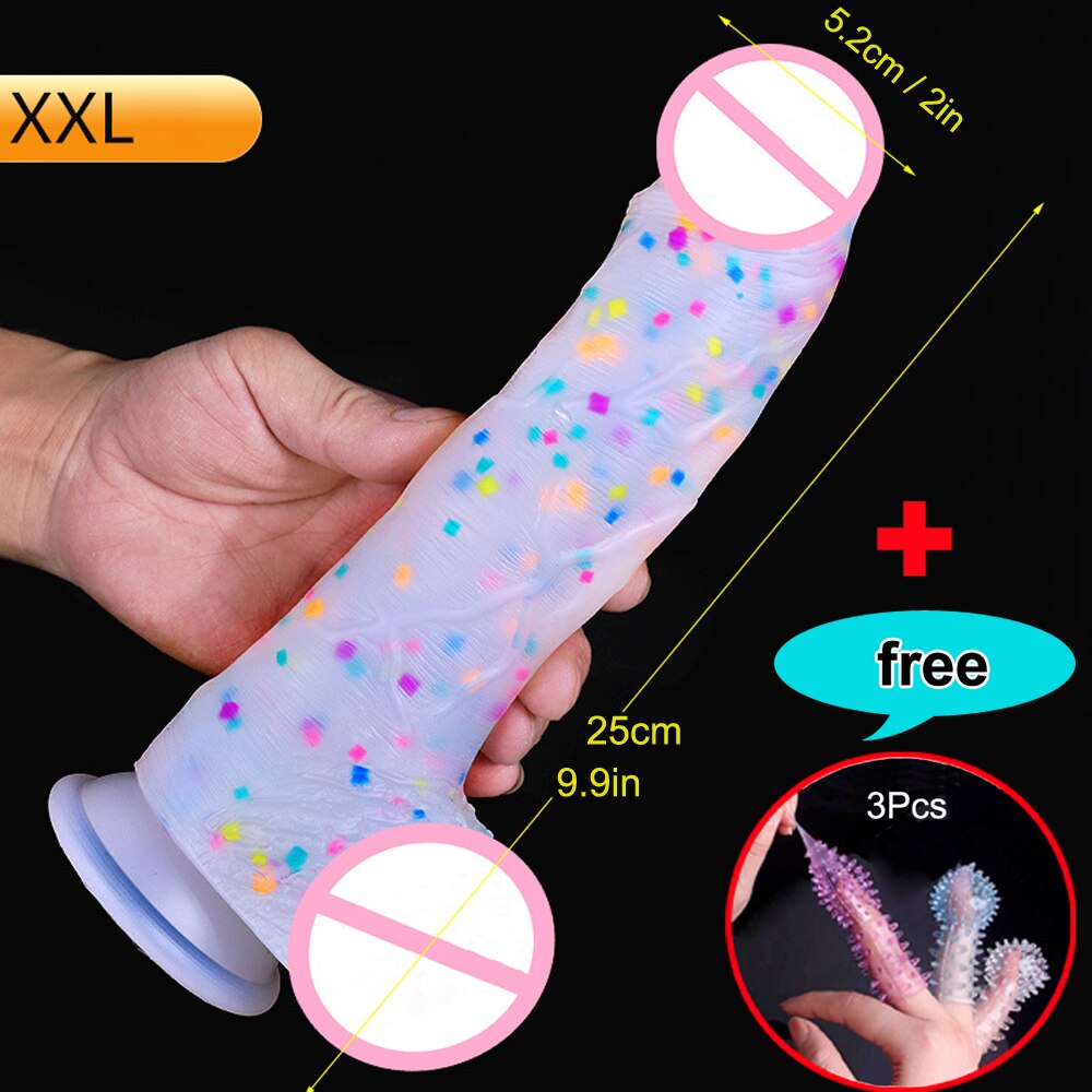 Confetti Dildo ที่สมจริงซิลิโคน Dildo.พร้อมถ้วยดูดสำหรับแฮนด์ฟรีเล่นฟรี.สมจริง Penis สำหรับสตรีและคู่