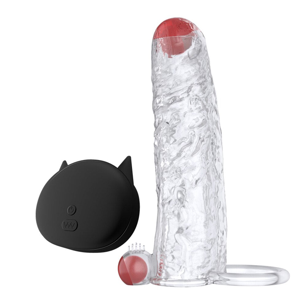 Penis Vibrator Extender Sleeve Delay Ejaculation Reusable ถุงยางอนามัยขยาย Cock แหวนของเล่นสำหรับผู้ใหญ่สำหรับผู้ใหญ่ Dick Enlarger