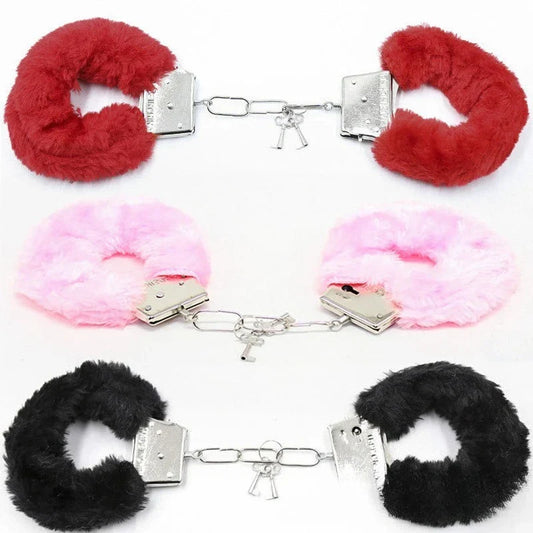 Fuzzy Plush Handcuffs Soft Bondage Restraints for Couples Play Adjustable Comfortable