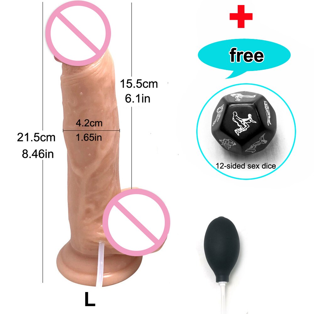 สมจริง Squirting Dildo Ejaculating อวัยวะเพศชายสำหรับผู้เริ่มต้น.นุ่ม Dildo โค้งและลูกผู้หญิง G-Spot Anal Prostate