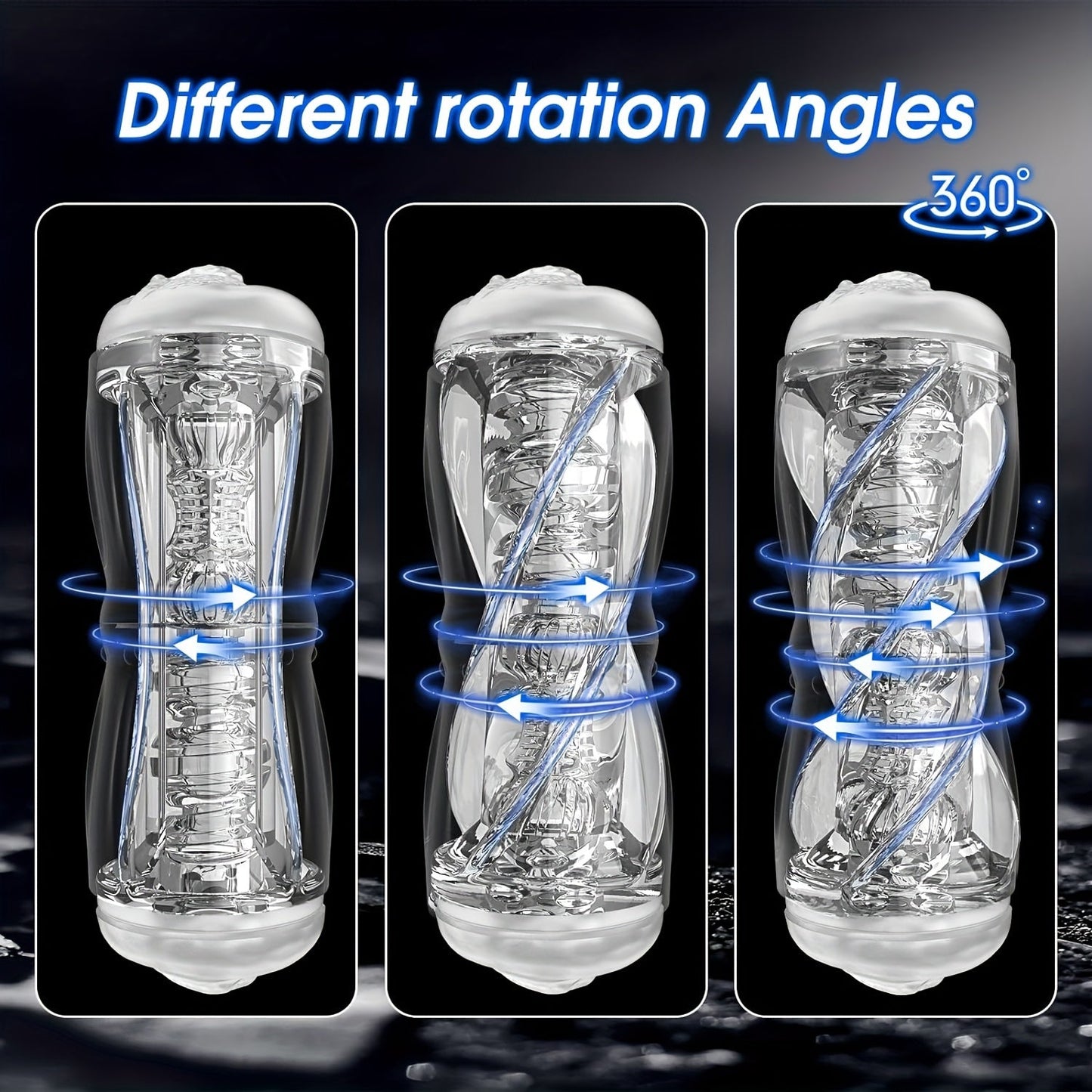 Mesterstar Dual Open Ended 360° Rotating Male Masturbators Stroker Sleeve. Pocket Pussy Sex Toys for Adult with 3D Crystal Realistic Textured Vagina Male Masturbators Cup