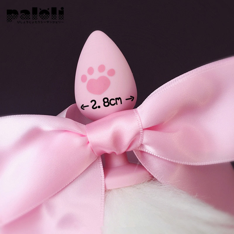 100%Handmade Lovely Japanese Soft Fox Tail Bow Silicone Butt Anal Plug Erotic Cosplay Accessories Adult Sex Toys for Couples