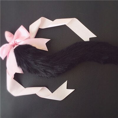 100%Handmade Lovely Japanese Soft Fox Tail Bow Silicone Butt Anal Plug Erotic Cosplay Accessories Adult Sex Toys for Couples