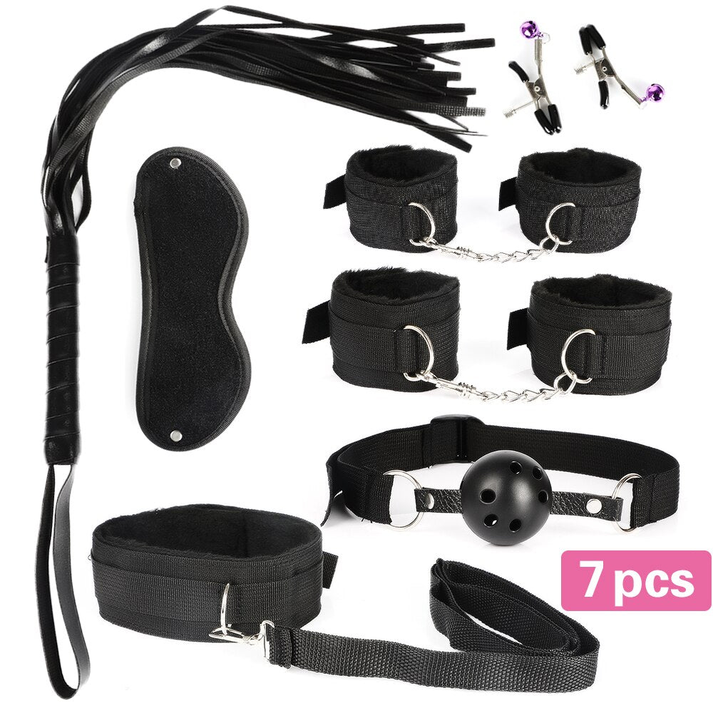 13pcs/set SM Bondage Restraint G Spot Vibrators Adult Game Props  Women Sex Toy Noylon Handcuffs Clit Stimulator Adult Sex Shop