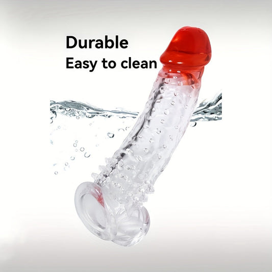 Ultra-Realistic Textured Penis Sleeve With Extender & Testicle Ring - Reusable. Enhances Size & Girth. Ideal For Couples