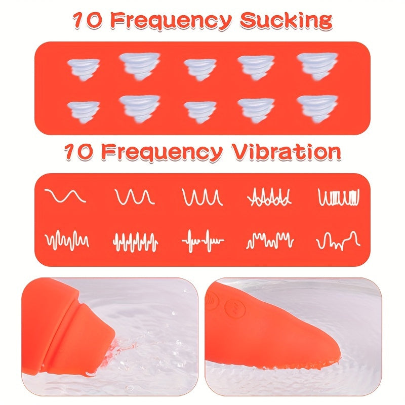 Fairykiss Carrot-Shaped Female Vibrator With 10 Vibration & Sucking Modes. Rechargeable Lithium Battery. Waterproof Silicone Clitoris And G-Spot Stimulator With Suction Cup For Hands-Free Play