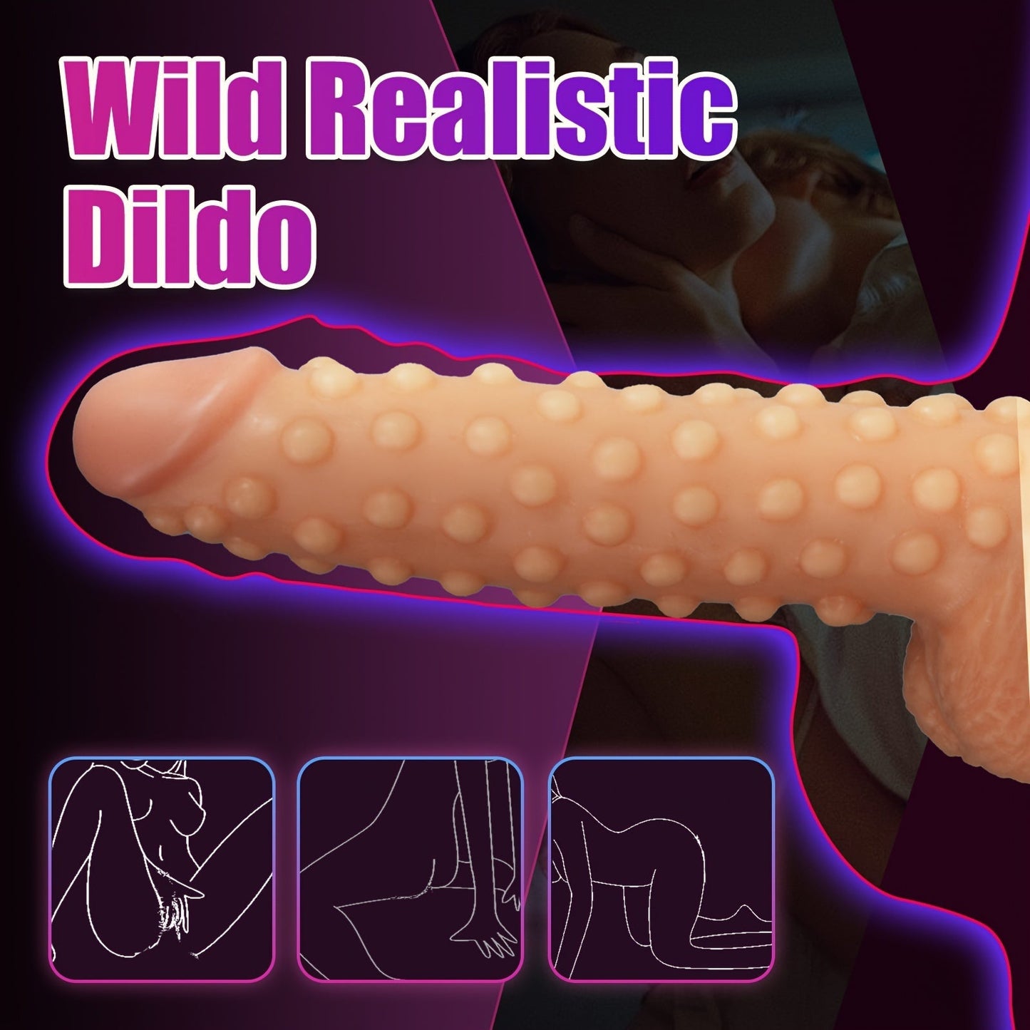 9.44 Realistic Dildo with Large Beads - Waterproof. Latex-Free. Suction Cup for Hands-Free Play. G-Spot & Anal Stimulation Sex Toy for Women and Couples