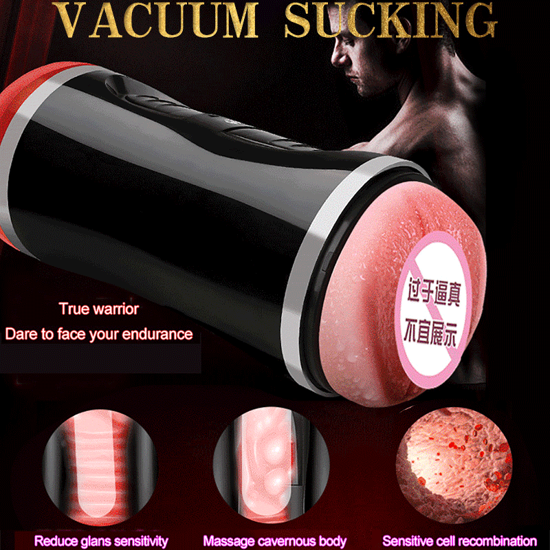 เพศของเล่นสำหรับผู้ชาย2in1อัตโนมัติชาย Masturbator คัพ Dual Channel สั่นจริงช่องคลอดช่องปากปากดูดพ็อกเก็ตหีอมควย