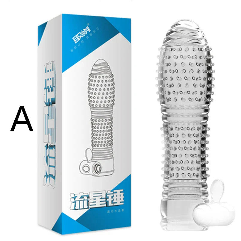 3 Types Condoms Granule Thread Wavy Line Delay Enlargement Penis Sleeve Egg Vibrator Reusable Condom Adult Sex Toys for Men