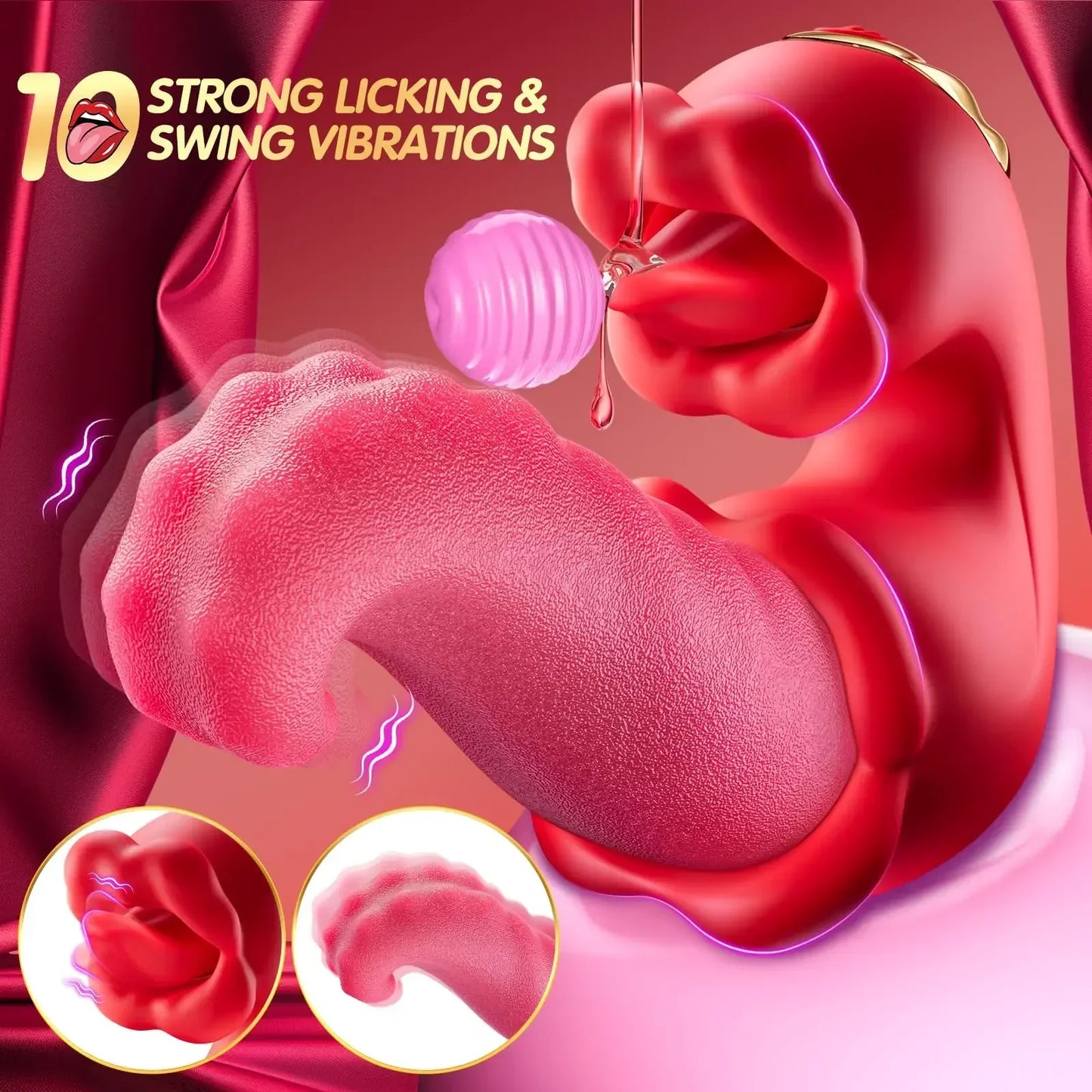 4 in 1 Tongue Swing Thrusting Vibrators Dildo Rose G Spot Clitoral Stimulator Vibrator Adult Sex Toys for Women Couples