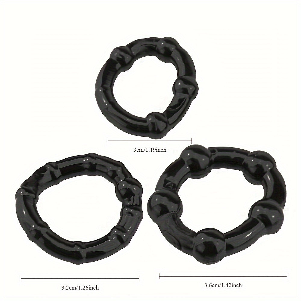 3 PCS Male Penis Cock Ring - Delay Ejaculation Scrotum Binding Ball Stretcher Penis. Enlargement Silicone Cock Ring Sex Toy For Men - Waterproof. Non-Killing Sperm. No Battery Required