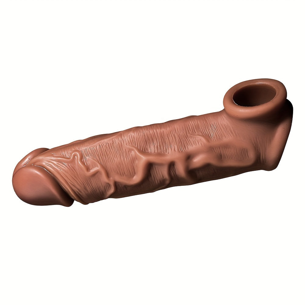 Realistic Male Extended Penis Sleeve Liquid Silicone Reusable Sex Toys Adult Male Couples Sharing Sex Toys For Pleasure
