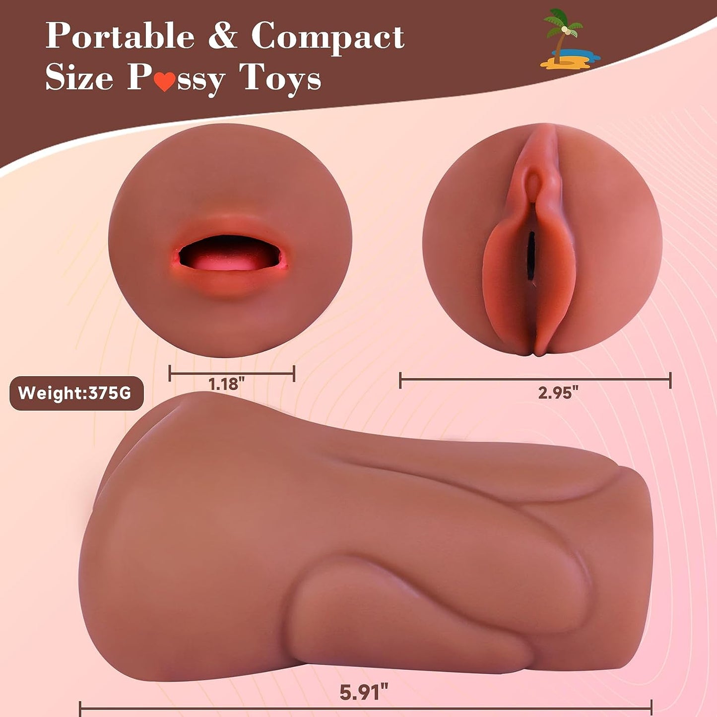 Sex Toys Male Pocket Pussies Sex Toy - Trio Pack of 3 Mouth Sex Doll. Vagina Blowjob Male Masturbator. Anal Flesh Light. Silicone Stroker for Mens Pleasure. Consoladores Sex Toys for Men