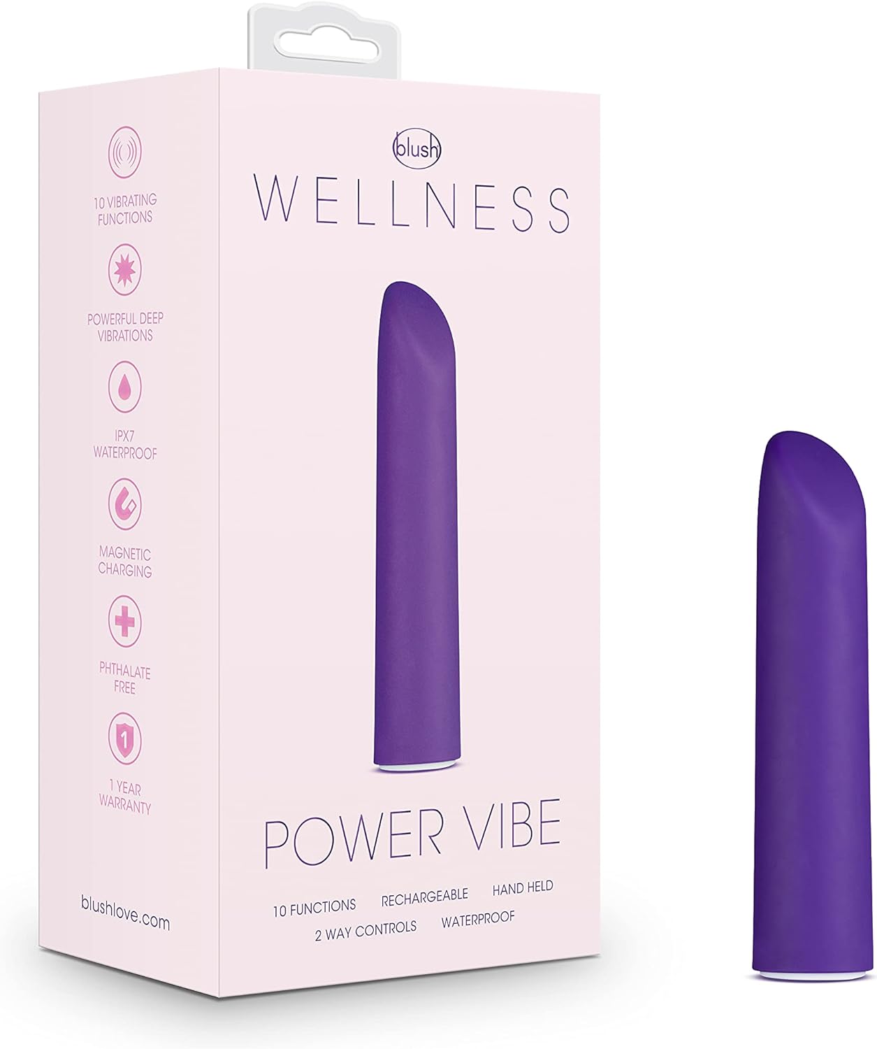 Blush Wellness Dual Sense - Innovative Touch Sensitive Ultra Soft Silicone Massage Wand - Target Sore Muscles- 10 Powerful Rumbly Vibration Functions On Both Ends of Massager - IPX7 Waterproof