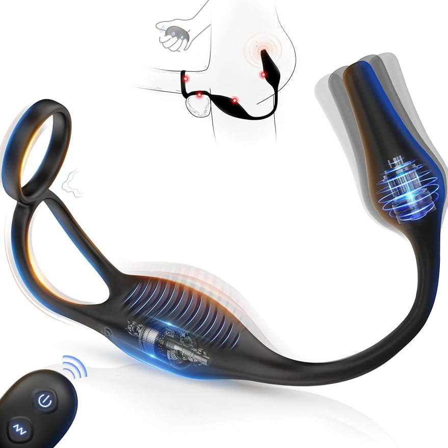 Male Sex Toys for Men Prostate Massager - 4 in 1 Vibrating Cock Ring Penis Ring with Remote Control. 7 Modes Anal Toys Butt Plug G Spot Vibrator Dildo Vibrating Anal Plug Adult Sex Toy for Couples Men