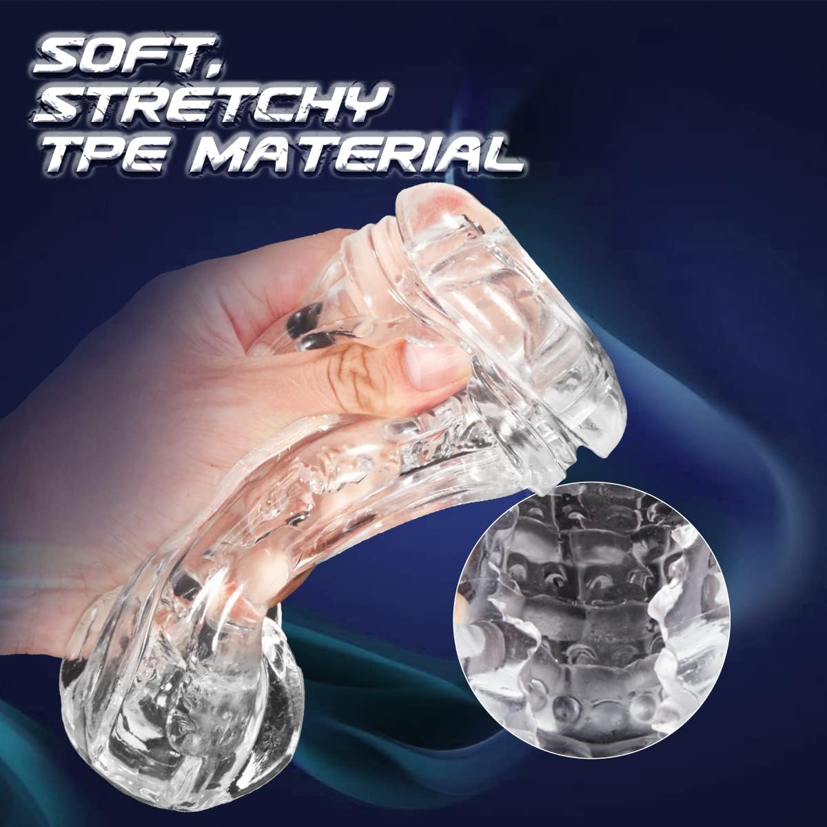 Manual Sucking Extrusion Male Masturbators. Portable Transparent Pocket Pussy Stroker with Vagina Textured Blowjob Sex Toys Penis TPE Masturbation Sleeve for Men