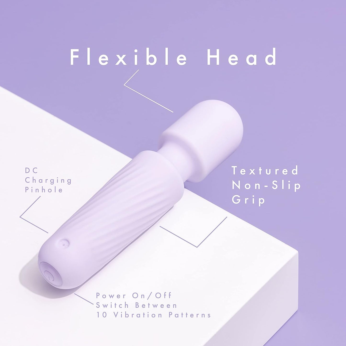 Mini Personal Massager - Travel Bag Included - Waterproof. Quiet. Powerful & USB Rechargeable with 10 Vibration Modes (Light Purple)