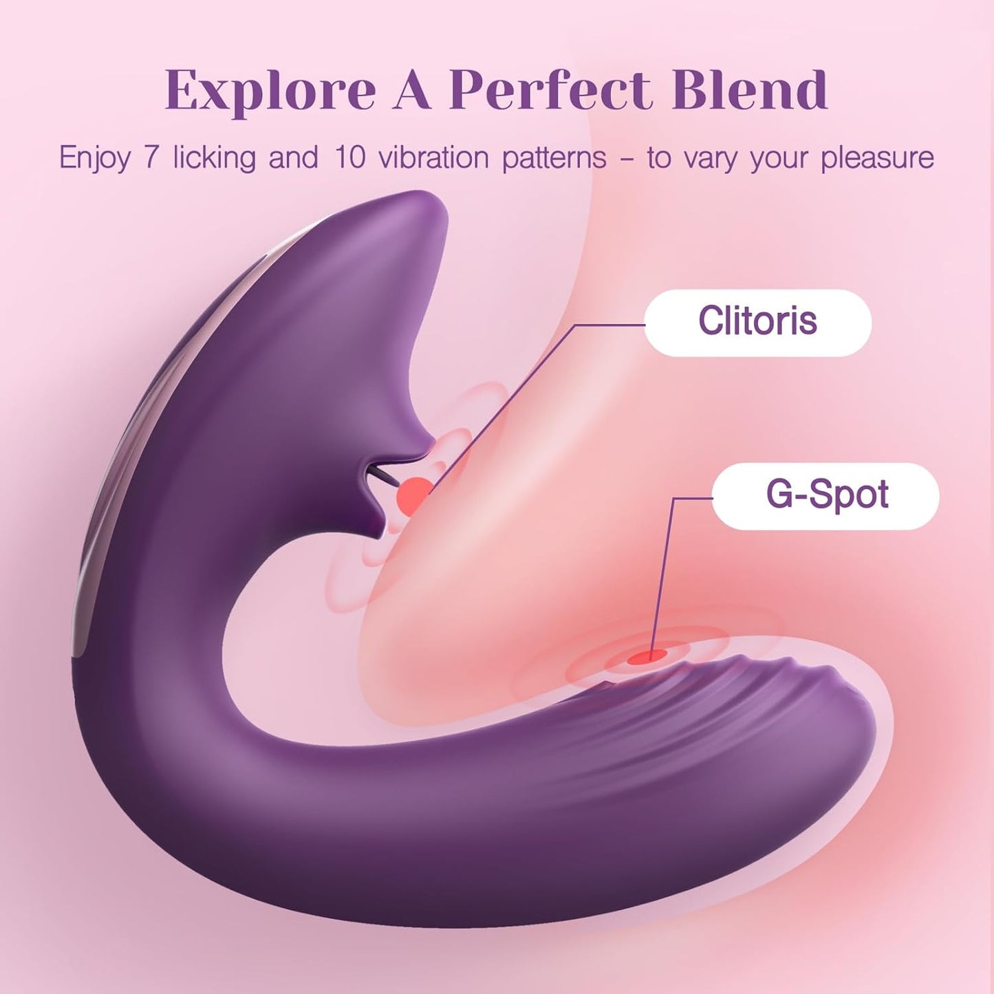 Tracy's Dog Clitoral Licking G Spot Vibrator. Tongue Adult Toys with Remote Control for Women Couple Play. Vibrating Sex Toy for Double Stimulation with 7 Licking & 10 Vibration Patterns. Purple
