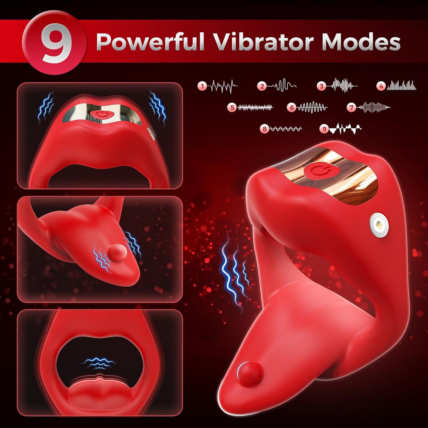 Vibrating Cock Ring Sex Toys for Men. Penis Ring Tongue Design with 9 Vibration Modes. Adult Toys Vibrator with APP Control. Male Couples Sex Toys Clitoral Vibrator. Adult Sex Toys & Games for Couple