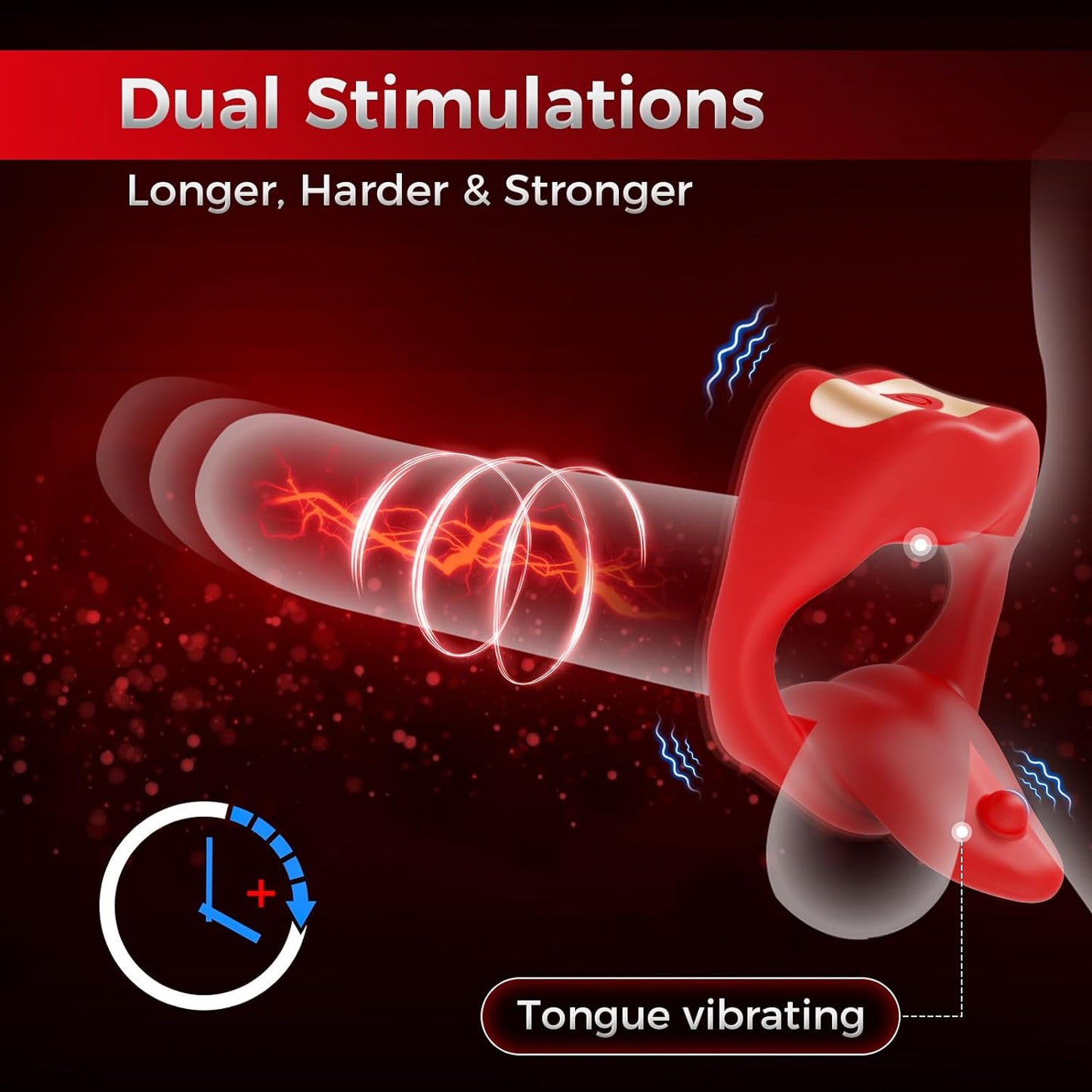 Vibrating Cock Ring Sex Toys for Men. Penis Ring Tongue Design with 9 Vibration Modes. Adult Toys Vibrator with APP Control. Male Couples Sex Toys Clitoral Vibrator. Adult Sex Toys & Games for Couple