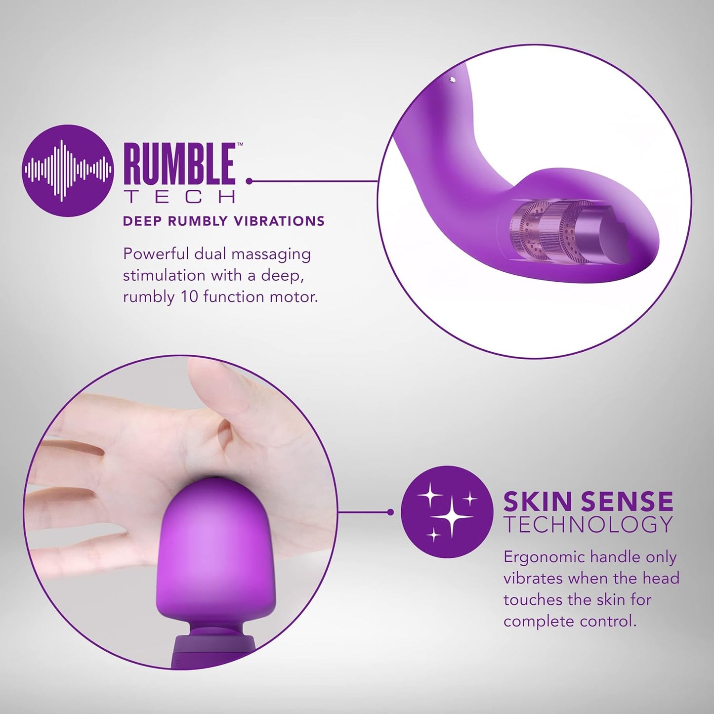 Blush Wellness Dual Sense - Innovative Touch Sensitive Ultra Soft Silicone Massage Wand - Target Sore Muscles- 10 Powerful Rumbly Vibration Functions On Both Ends of Massager - IPX7 Waterproof