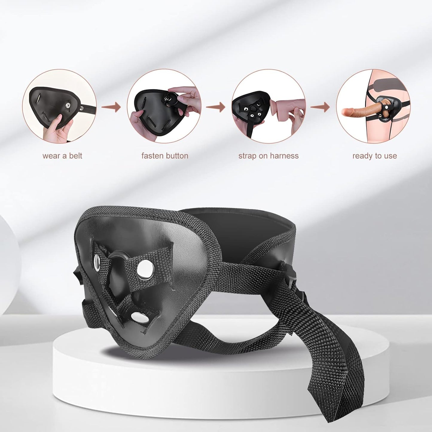 Strap-on Realistic Vibrating Dildo Wearable Harness with Bullet Vibrator. Detachable Silicone G Spot Stimulator. Vagina Massager Female Masturbator Sex Toys for Women Lesbian Couple (Flesh)