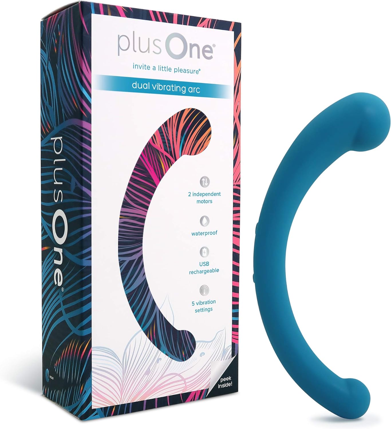 plusOne Dual Vibrating Arc. Personal Massager with 5 Powerful Vibration Settings. Rechargeable. Fully Waterproof