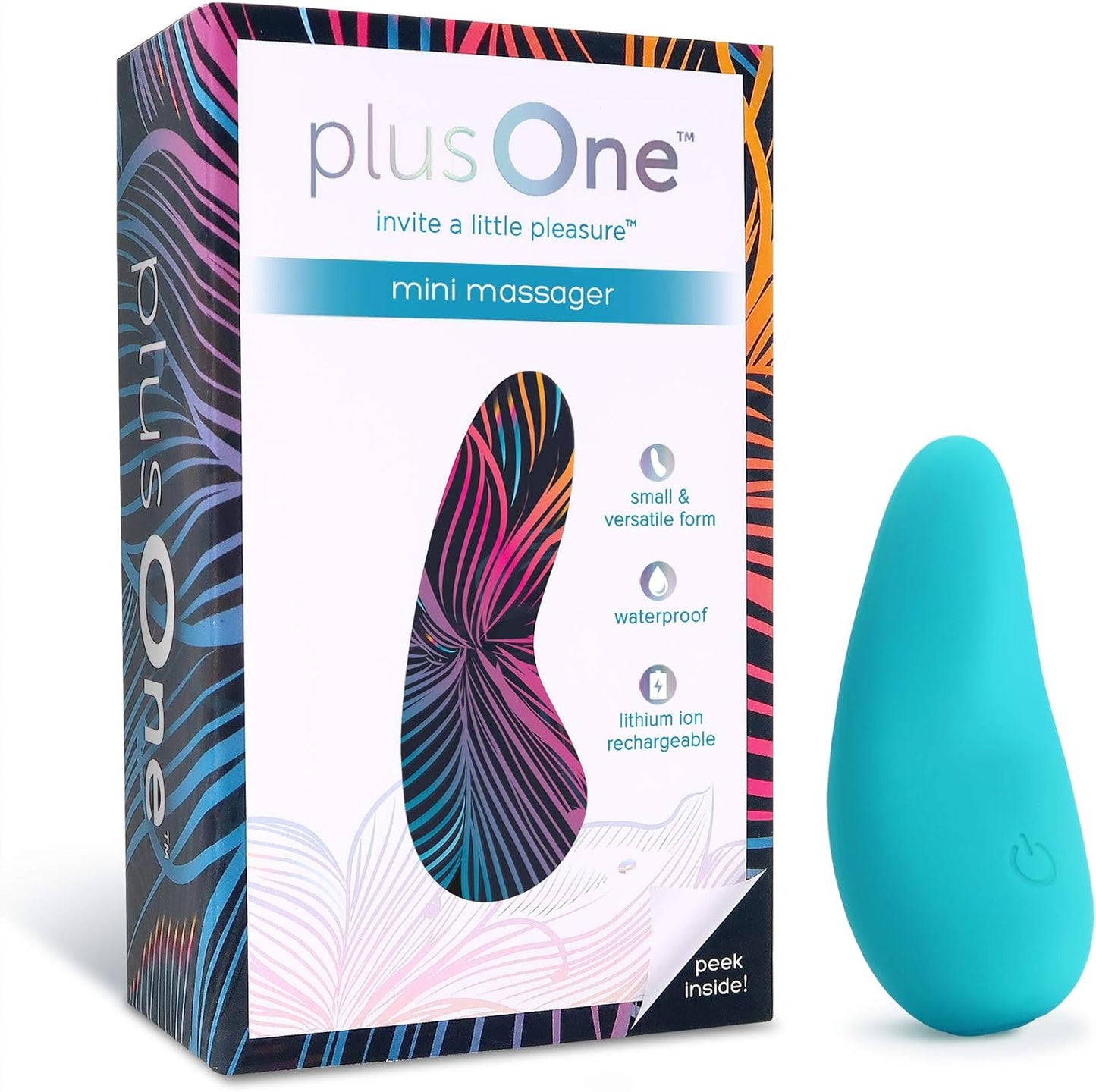 plusOne Mini Vibrator for Women - Made of Body-Safe Silicone. Fully Waterproof. USB Rechargeable - Personal Massager with 10 Vibration Settings. Teal
