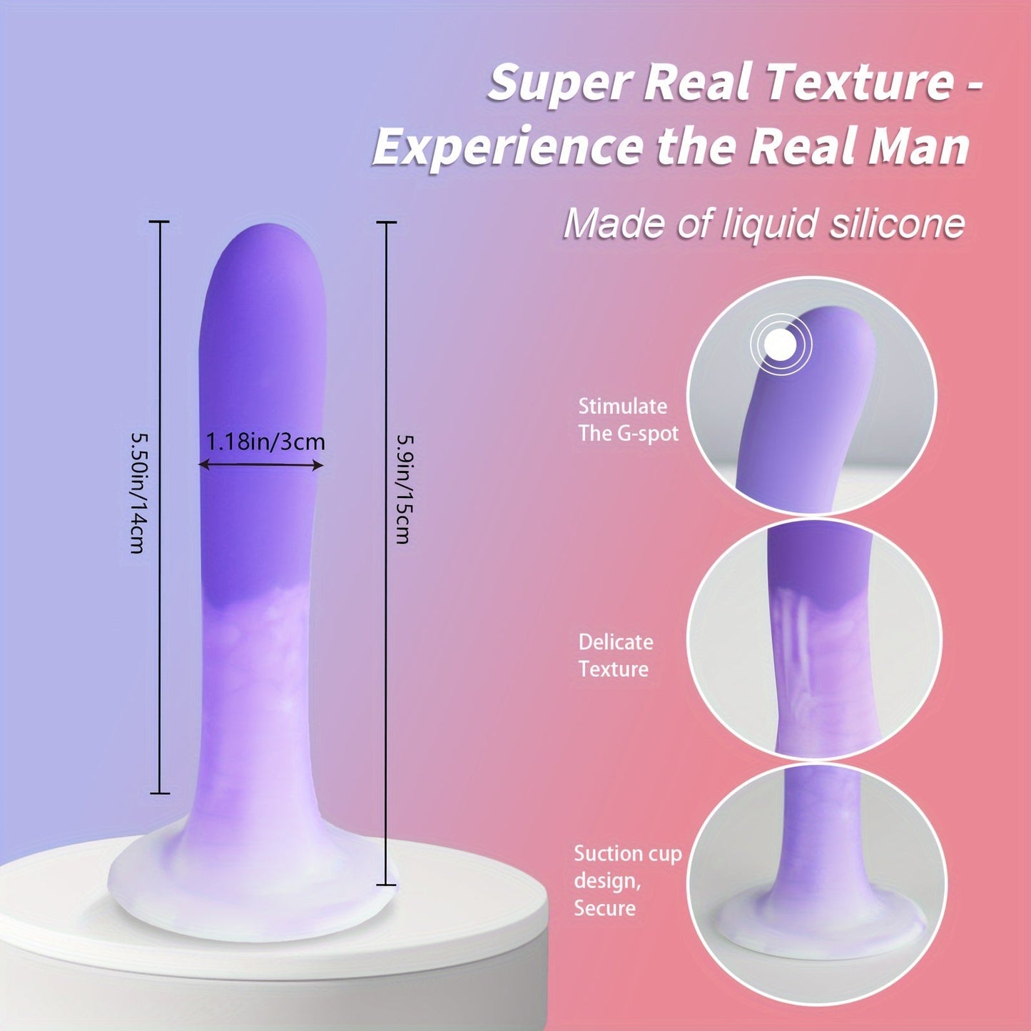 Purple Silicone Adult Toy with Suction Cup for Hands-Free Play. 5.9 Inch Slim Female Sex Toy Dildo for Beginners. Adult Sex Toys for Men and Women. Anal Masturbator. Anal Expansion. Liquid Silicone Material. No Battery Needed. Non-Latex