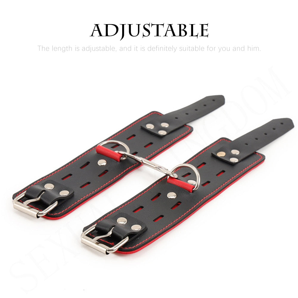 Adjustable Leather Handcuffs and Shackles BDSM Bondage Bundling Femdom Fun Adult Sex Bondage Sex Toys for Woman Couples