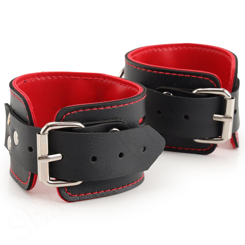 Adjustable Leather Handcuffs and Shackles BDSM Bondage Bundling Femdom Fun Adult Sex Bondage Sex Toys for Woman Couples