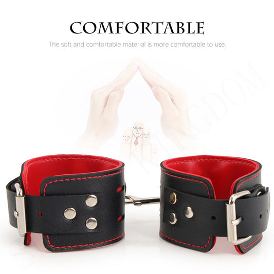Adjustable Leather Handcuffs and Shackles BDSM Bondage Bundling Femdom Fun Adult Sex Bondage Sex Toys for Woman Couples
