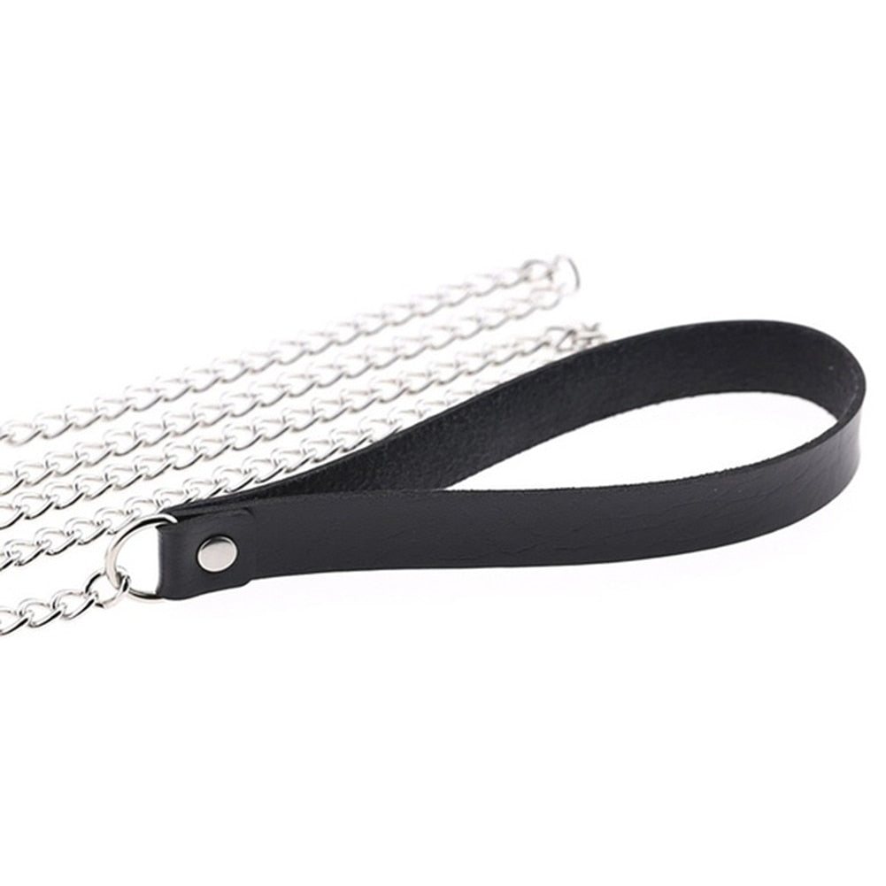 Adults Sexy Toy Erotic Faux Leather BDSM Choker Rivet Neck Collar Traction Rope Bondage Restraint Sex Toys for Couple Game