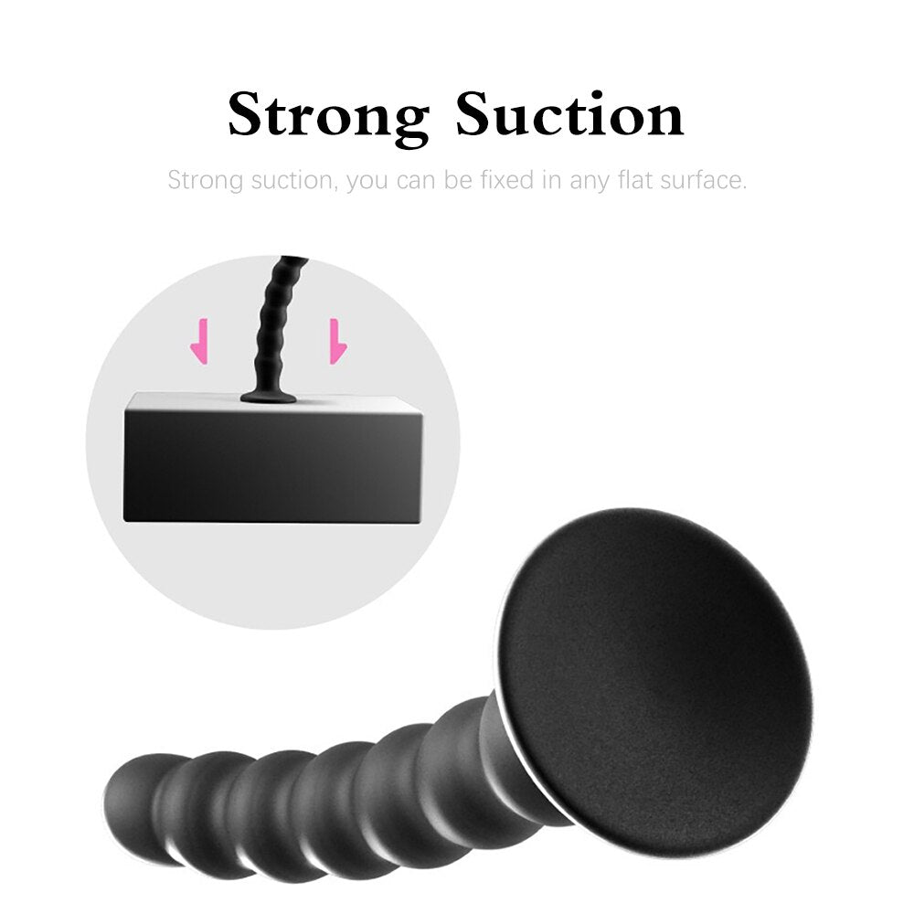 Anal Plug Prostate Massager Sex Products Vaginal Stimulator with Strong Sucker Silicone Bead Dildo Sex Toys for Man and Woman