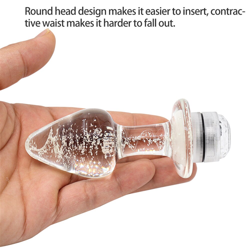 คริสตัล Anal Plug Vibrator Luminous Glass ปลั๊กไฟ LED รีโมทคอนโทรล Dildo ช่องคลอด Anal ของเล่นนวด Buttplugs