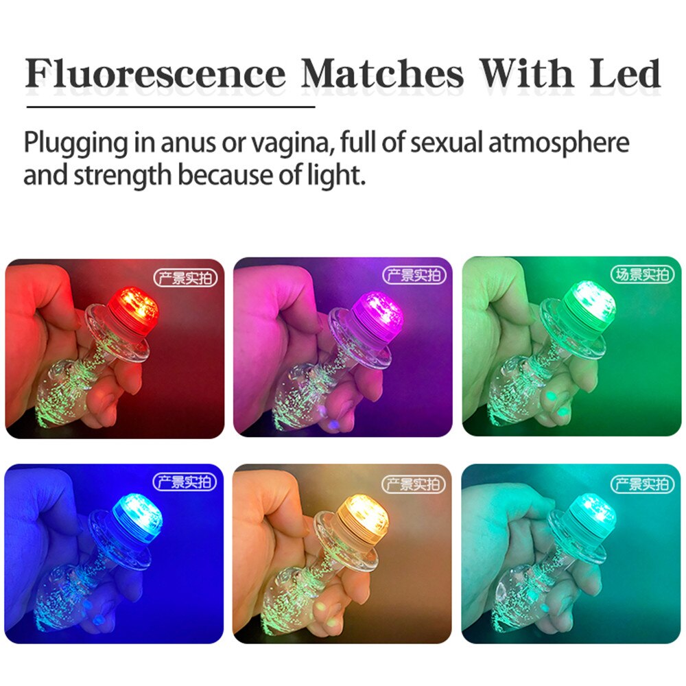 คริสตัล Anal Plug Vibrator Luminous Glass ปลั๊กไฟ LED รีโมทคอนโทรล Dildo ช่องคลอด Anal ของเล่นนวด Buttplugs