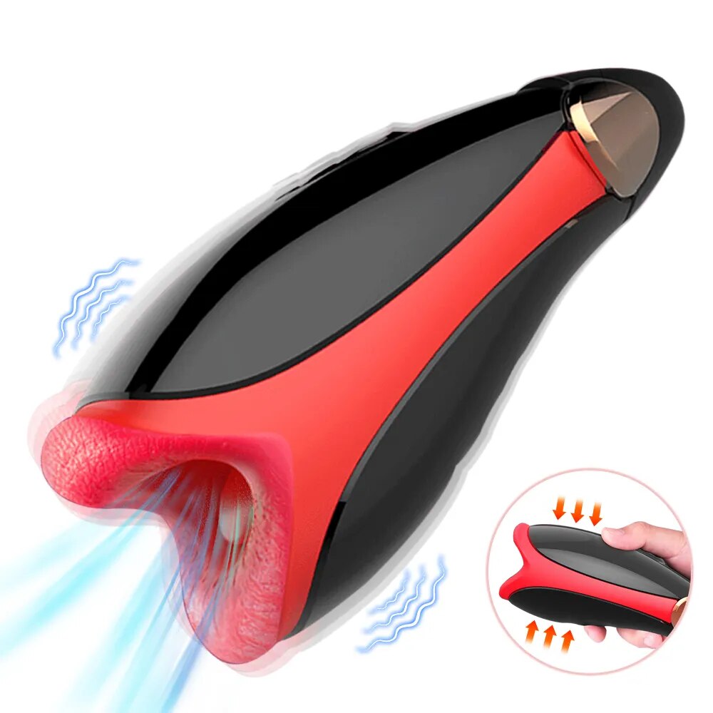 Automatic Masturbator for Men Vibration Deep Throat Blowjob Tongue Male Masturbation Cup Machine Sex Toys for Adult Goods Penis