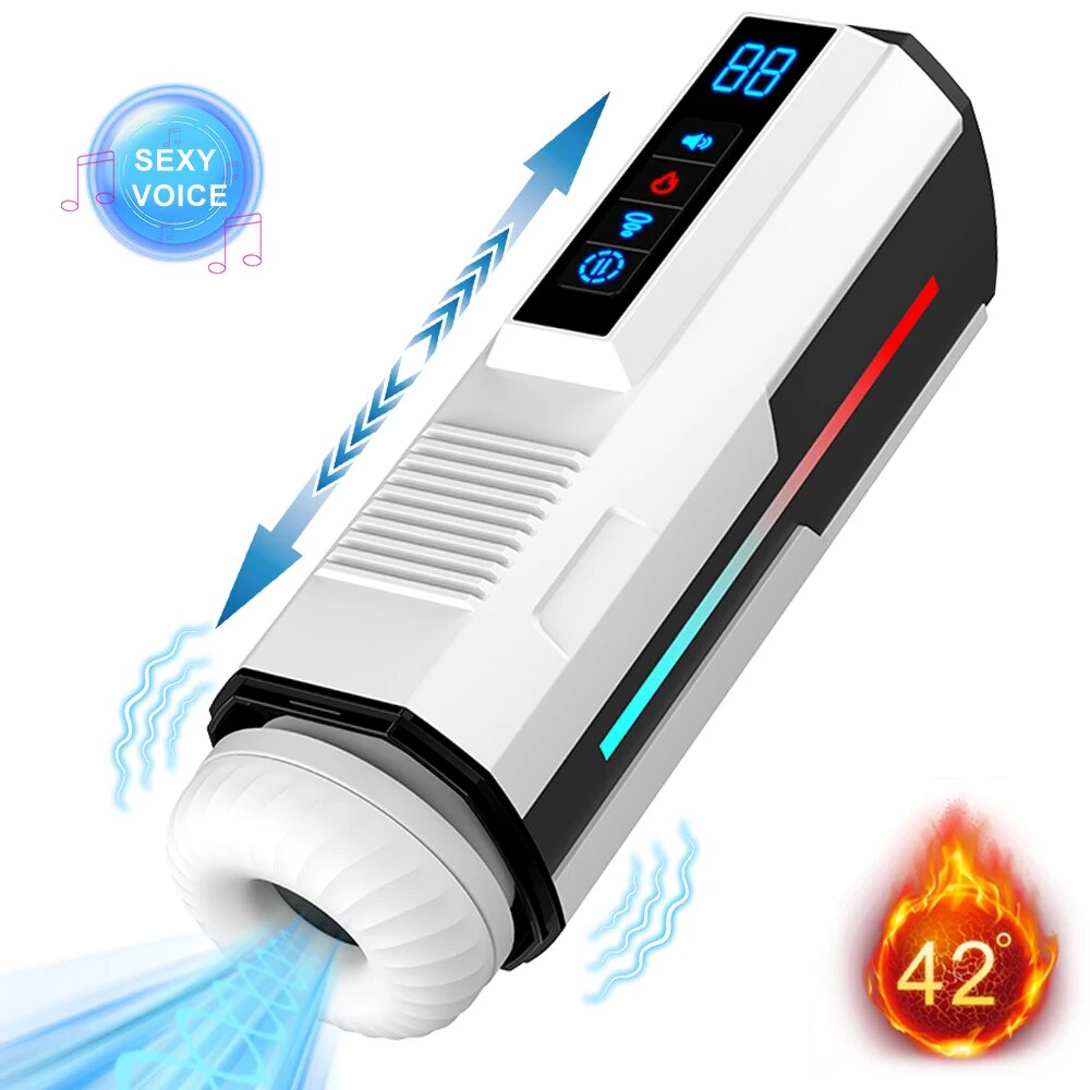 Automatic Telescopic Male Masturbator Cup Sucking Vibrating Masturbation Machine Vagina Pusssy Blowjob Adult Sex Toys for Men