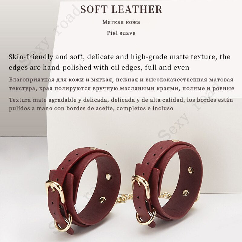 BDSM ชุดเครื่องราง Bundle Bondage หนังชุดยับยั้งชั่งใจทาส Handcuffs ห่วง Whip สุนัข Slave เกมสำหรับผู้ใหญ่