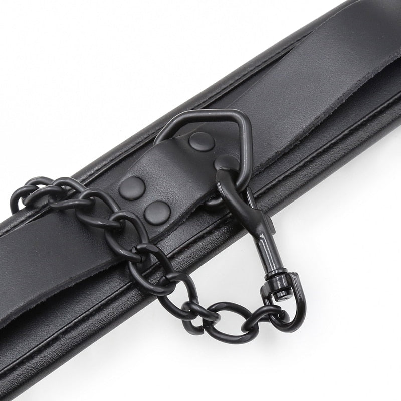 Bdsm Bondage Collar Genuine Leather and Iron Chain Link Metal Hole Slave Collars for Women Sex Toys for Couples Sex Restraints