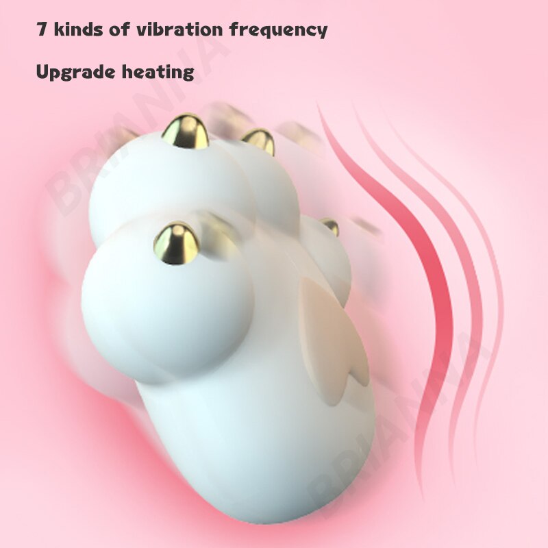Cat Paw Vibrator การ์ตูนซิลิโคนนุ่มน่ารัก Cat Paw กระตุ้น Clitoral Vibrators ความร้อน Charge สำหรับสตรีนวด
