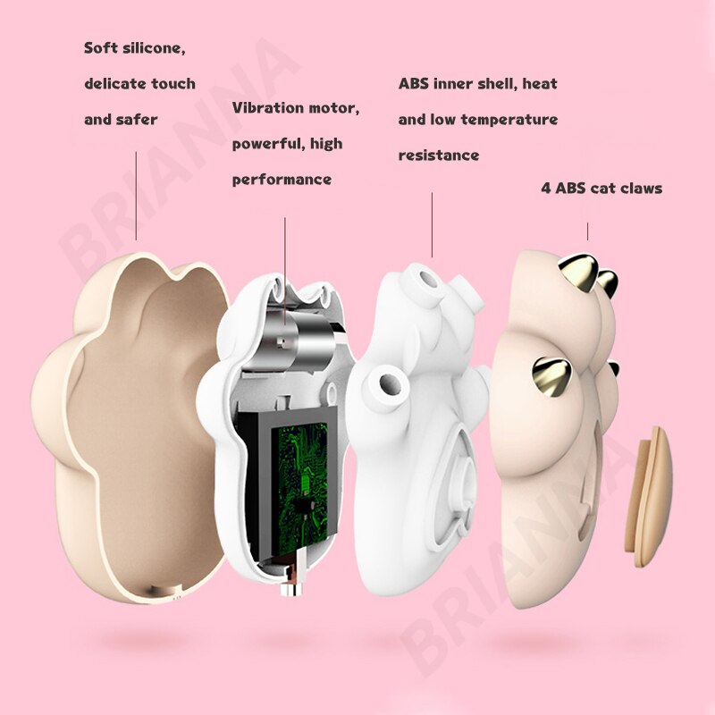 Cat Paw Vibrator การ์ตูนซิลิโคนนุ่มน่ารัก Cat Paw กระตุ้น Clitoral Vibrators ความร้อน Charge สำหรับสตรีนวด