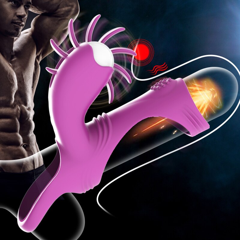 แหวนอวัยวะเพศชาย Cock Vibrator สำหรับคู่ผู้หญิงเลีย Vibrating ช่องคลอด Clit Stimulator G จุด Orgasm ล็อคชาย Cockring สำหรับผู้ชายของเล่น