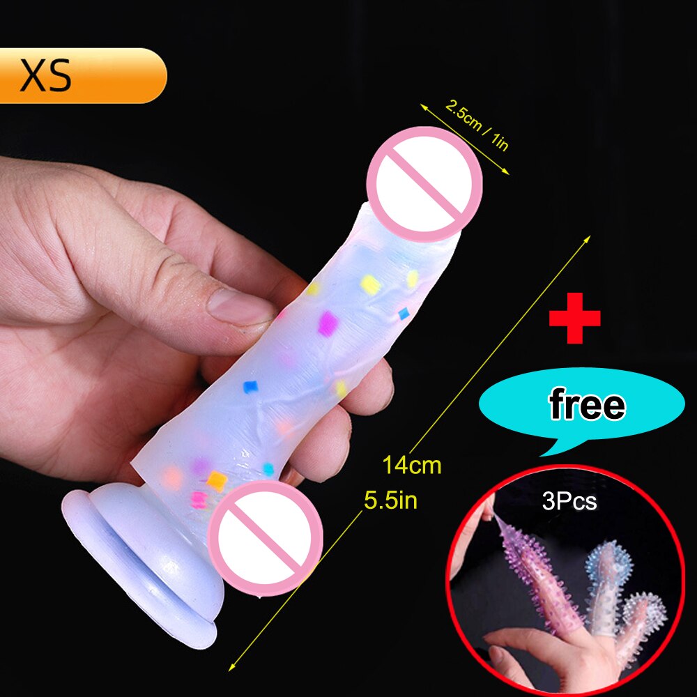 Confetti Dildo ที่สมจริงซิลิโคน Dildo.พร้อมถ้วยดูดสำหรับแฮนด์ฟรีเล่นฟรี.สมจริง Penis สำหรับสตรีและคู่