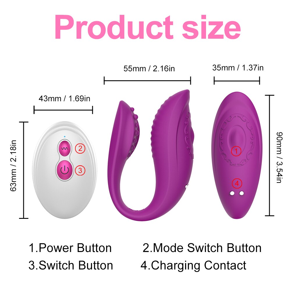 Couple Share Clitoris Vagina G-spot Stimulator Vibrator U Shape Wireless Remote Control Bendable Double Vibrator Sex Toys