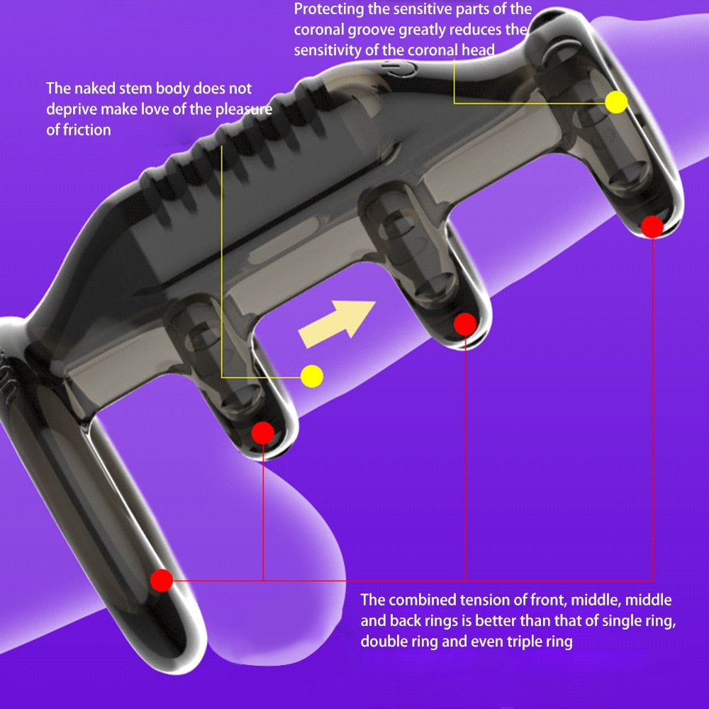 Dick Vibrating Penis Rings for Male Delay Ejaculation Men Sex Toys Silicon Penis Sleeve Ring Cock Ring Men Chastity Cage Device